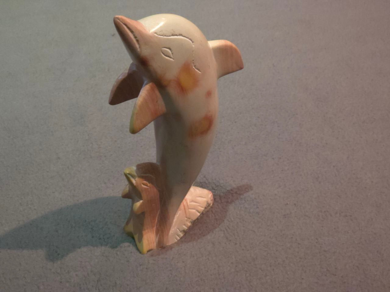 Hand Carved Orange Dolphin