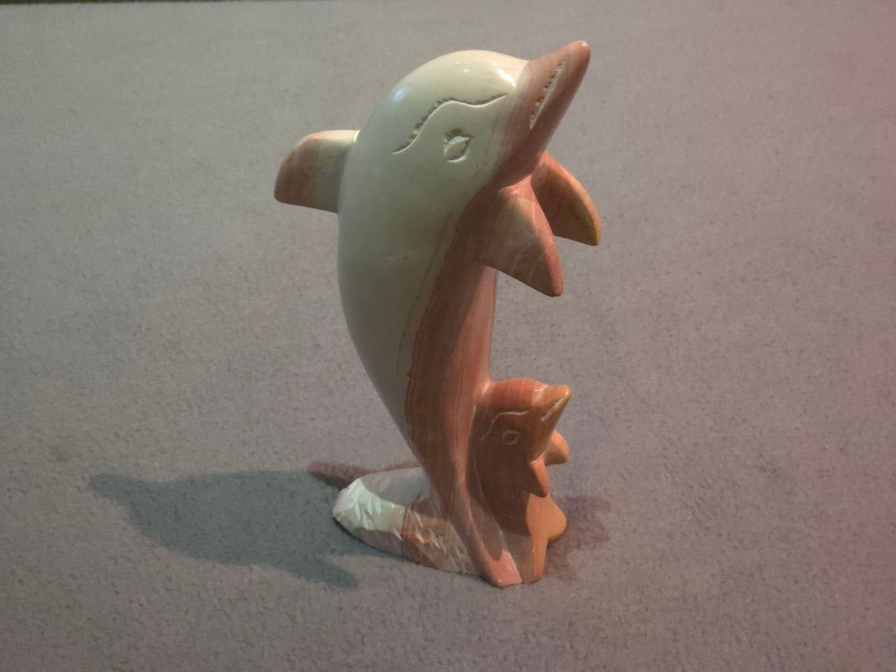 Hand Carved Orange Dolphin