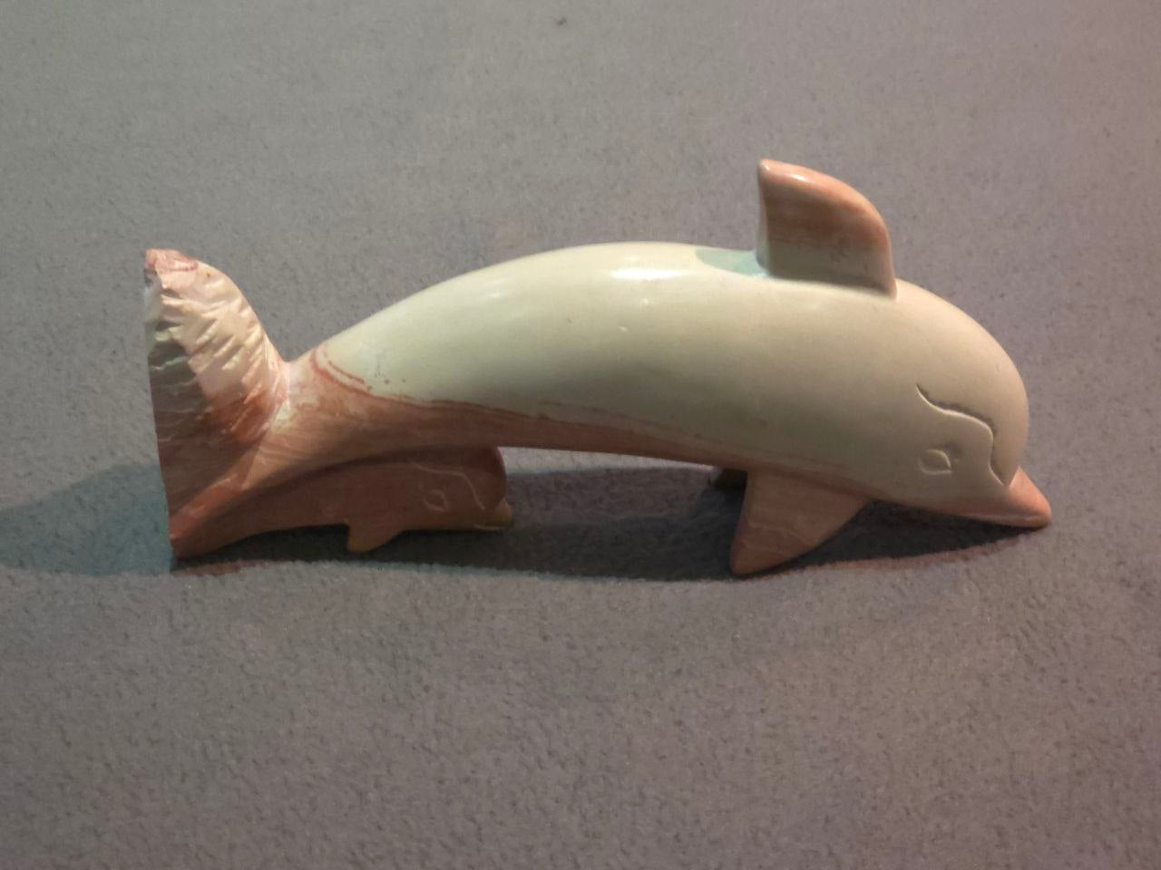 Hand Carved Orange Dolphin