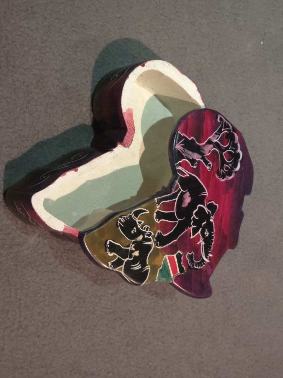 African Map Container - Red & Animals