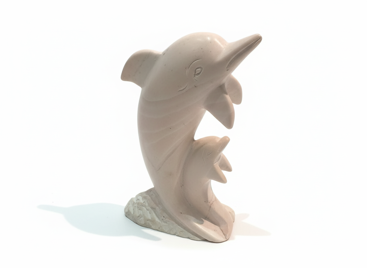 Hand Carved Dolphin - Black Dotted