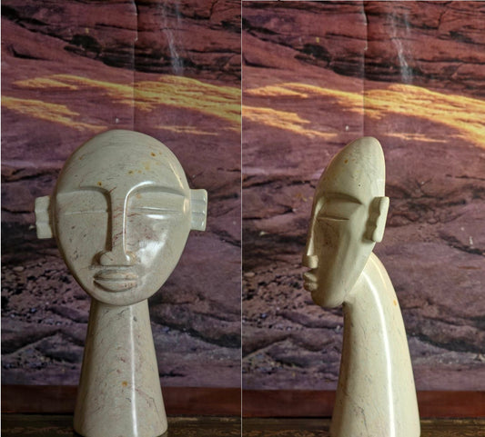 6" Hand Carved Cone Face