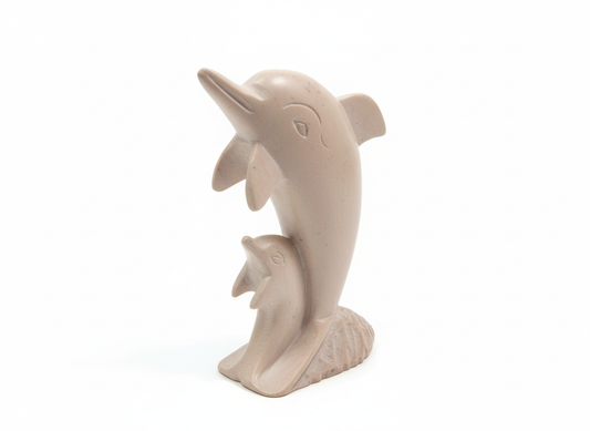 Hand Carved Dolphin - Black Dotted