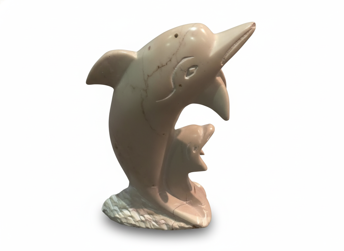 Hand Carved Dolphin Black Striped